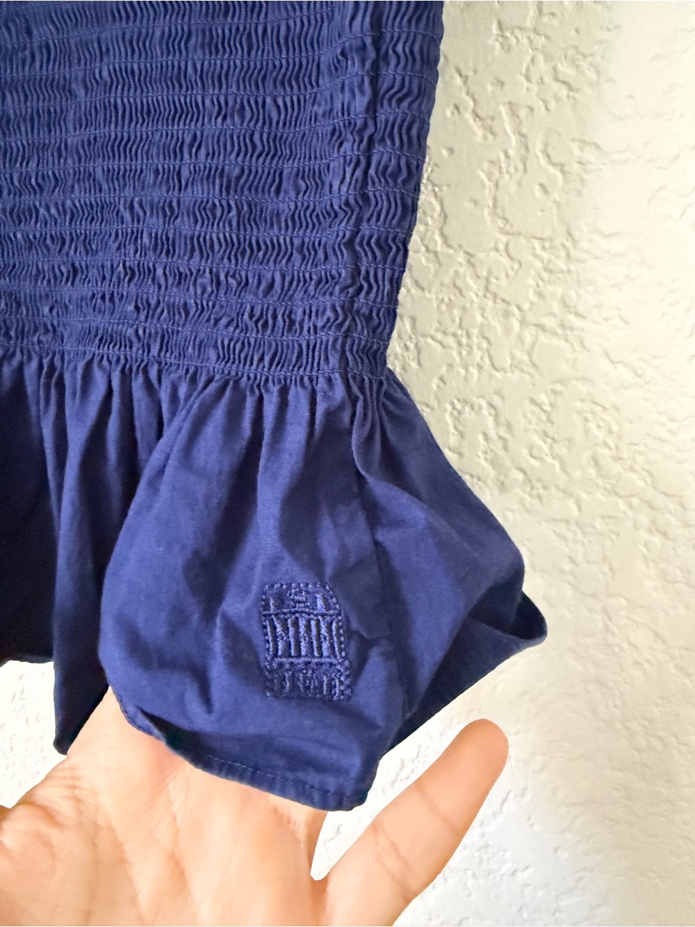 Hill House Paz Smocked Peplum Navy Blue Top Small - Picture 4 of 7